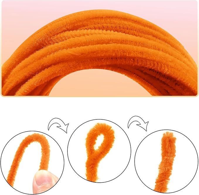 Trucraft Orange Chenille Stems - 100 Pack - 6mm x 30cm Pipe Cleaners ...