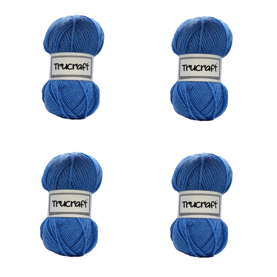 Trucraft - Premium Chunky Yarn - 4 x 100g Balls Pack - Wool Shade 005 Pacific Blue