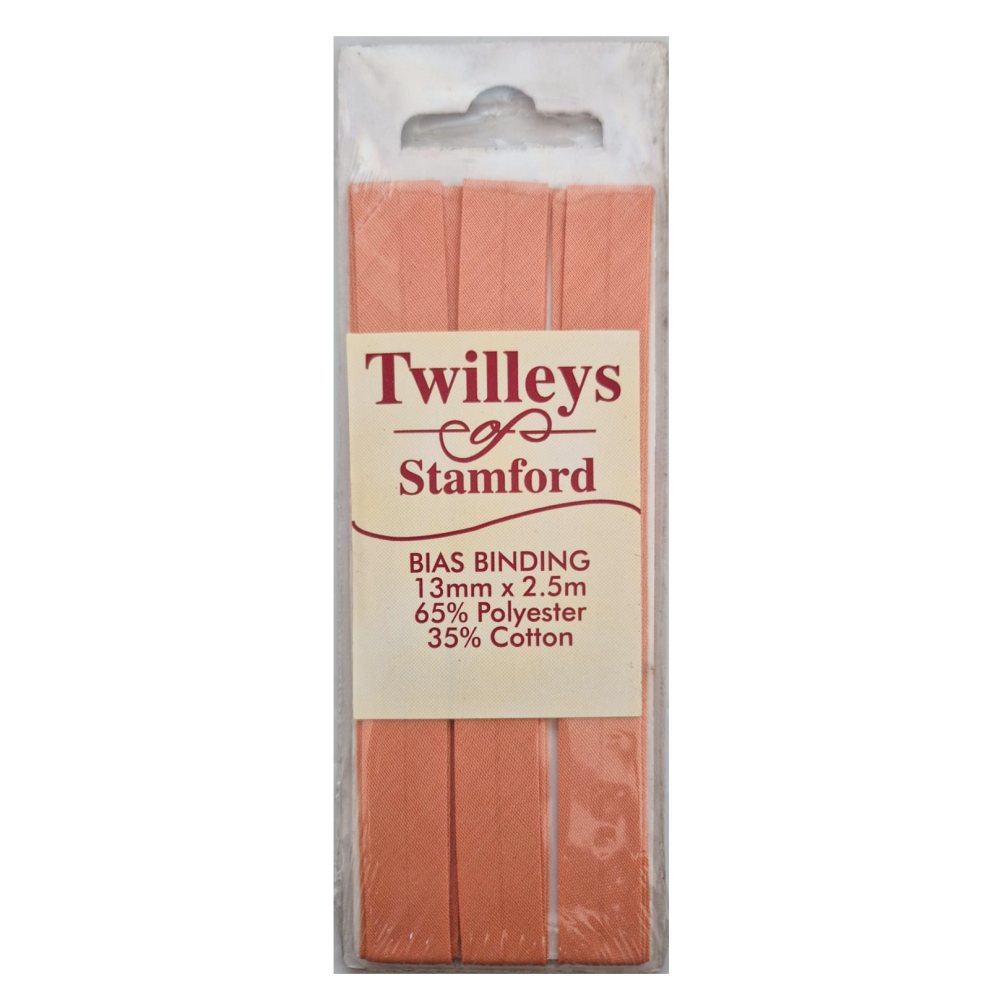 Twilleys of Stamford - Bias Binding Tape - 13mm Wide x 2.5 Metres - Peach