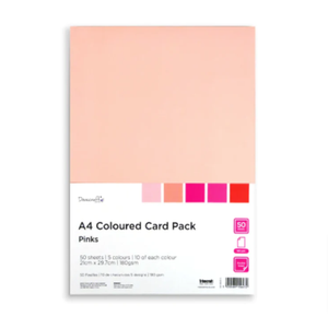 Dovecraft - A4 Coloured Card Pack - 50 Sheets - Pinks