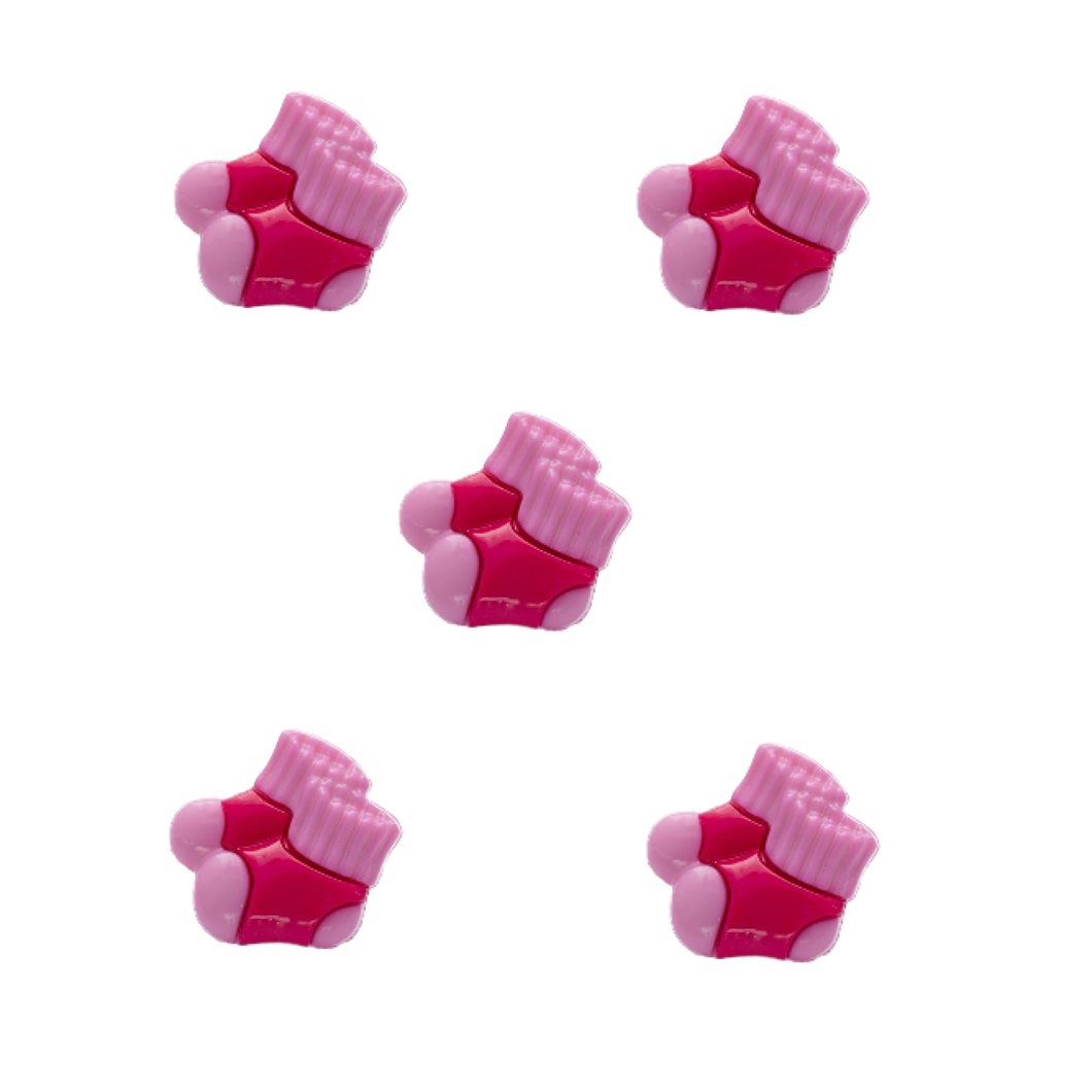 Trucraft - 18mm - Pink Bootee Shank Buttons - Pack of 5