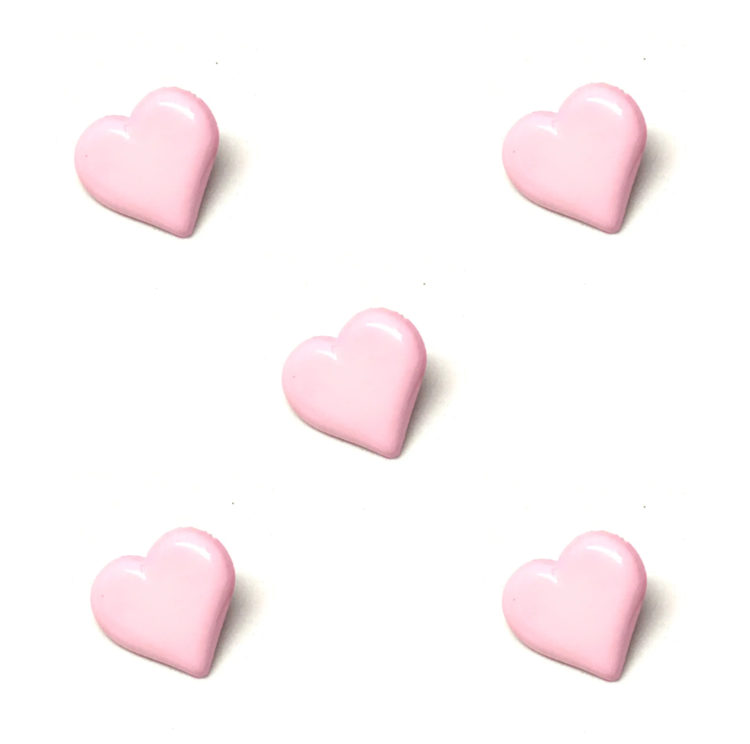 Trucraft - 15mm Heart Shank Buttons - Pink - Pack of 5