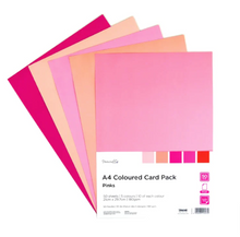 Load image into Gallery viewer, Dovecraft - A4 Coloured Card Pack - 50 Sheets - Pinks
