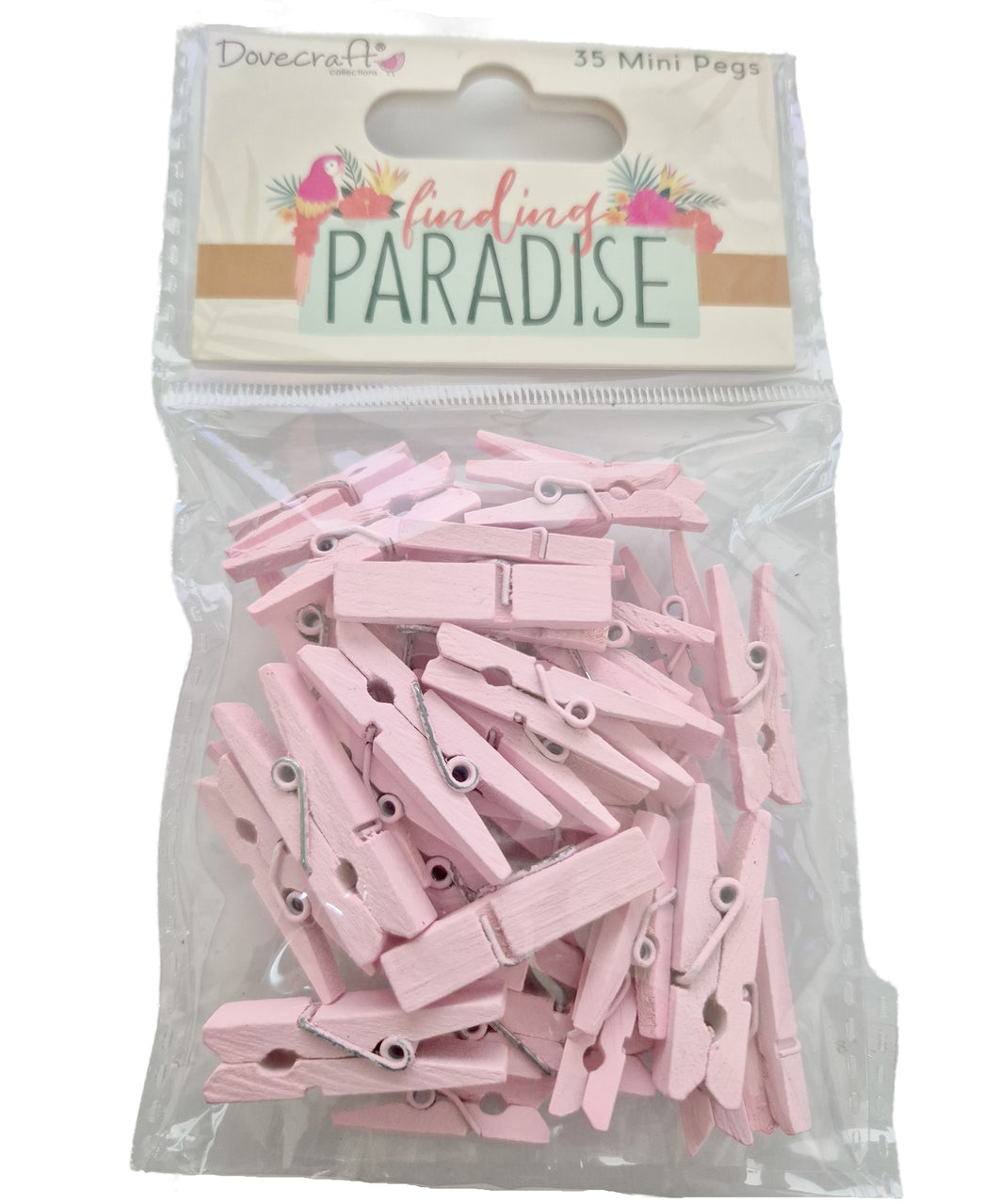 Dovecraft - Mini Wooden Craft Pegs - Baby Pink - Pack of 35