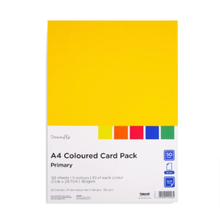 Load image into Gallery viewer, Dovecraft - A4 Coloured Card Pack - 50 Sheets - Primary
