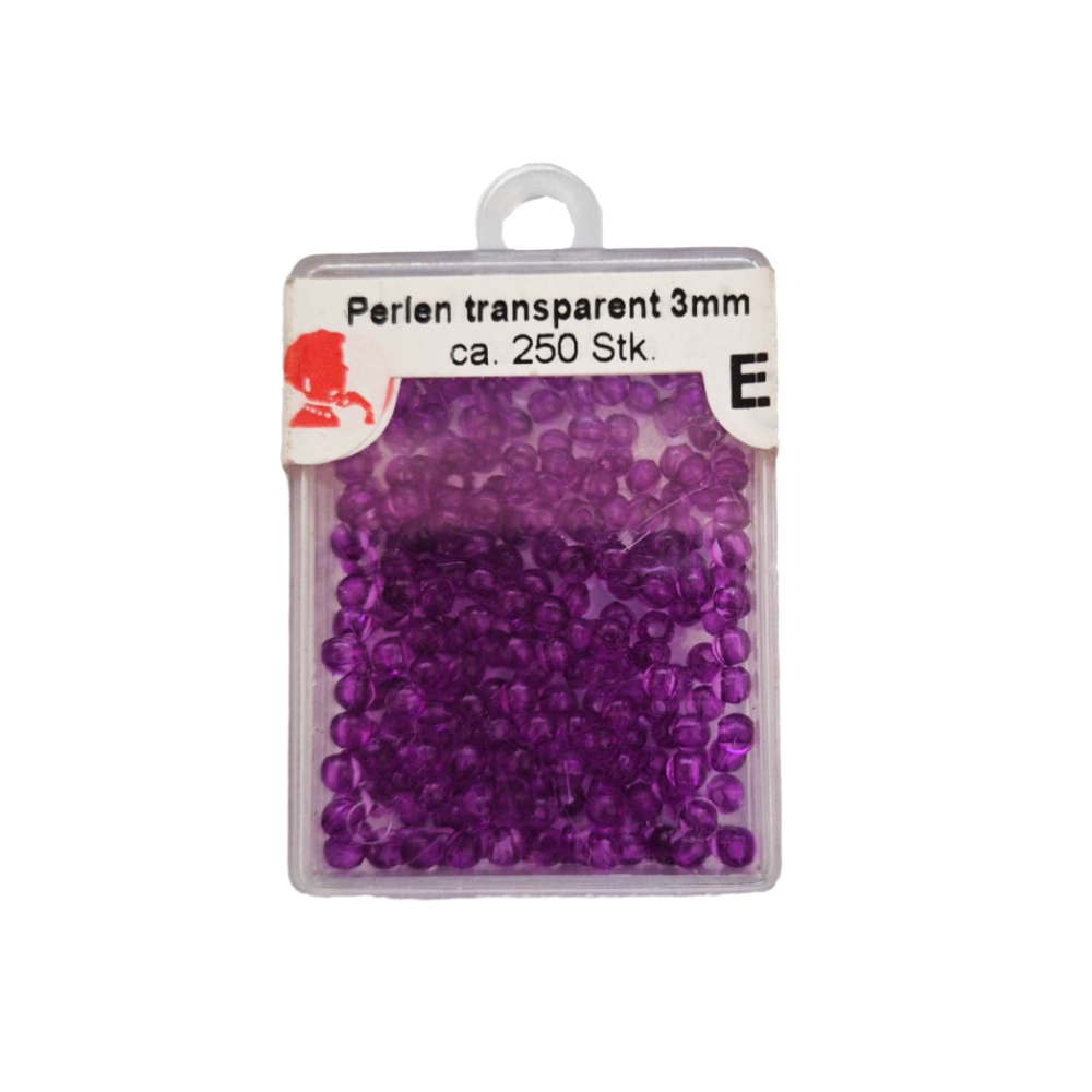 Trucraft - Plastic Beads - 3mm - Box of 250 - Transparent Purple 182