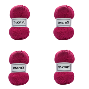 Trucraft - Premium Double Knitting Yarn - 4 x 100g Balls Pack - Wool Shade 001 Raspberry