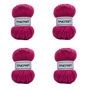 Trucraft - Premium Super Chunky Yarn - 4 x 100g Balls Pack - Wool Shade 004 Raspberry