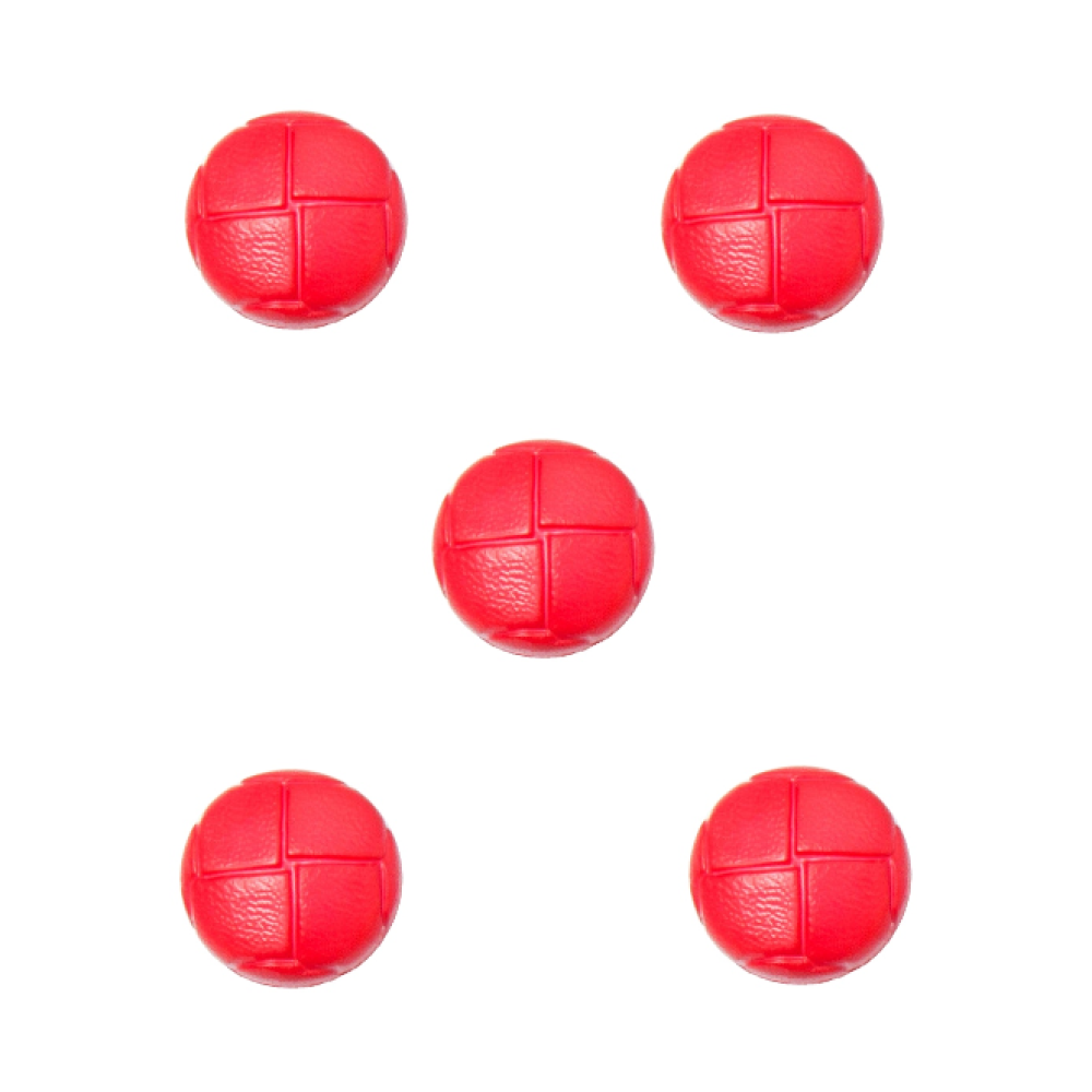 Trucraft - 15mm - Leather Look Football Shank Buttons - Pack of 5 - Red