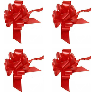 Trucraft - Large Pull Bows - 50MM - Poly Ribbon - RED - Pack of 4