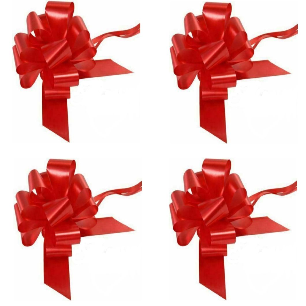 Trucraft - Large Pull Bows - 50MM - Poly Ribbon - RED - Pack of 4