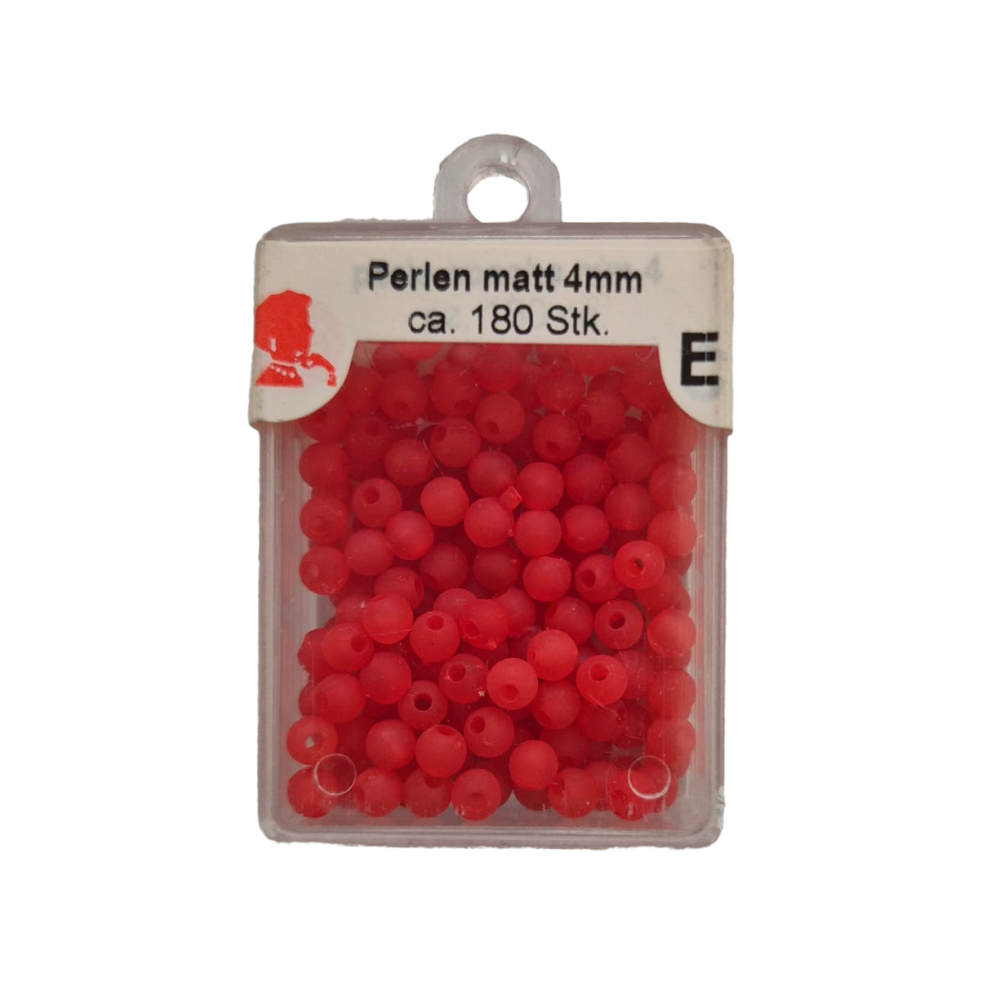 Trucraft - Plastic Beads - 4mm - Box of 180 - Opaque Red 123