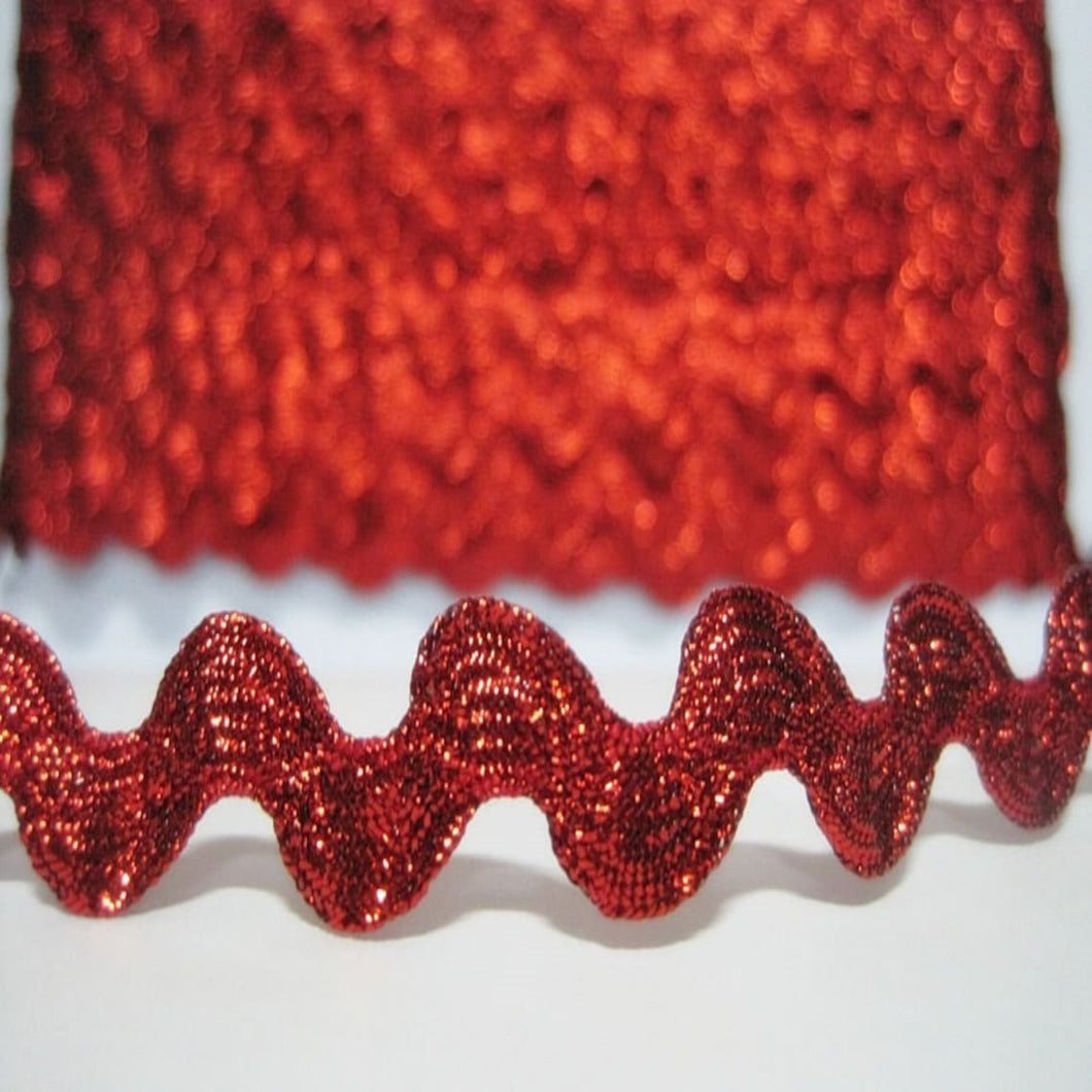 Trucraft - Ric Rac Trim - Metallic Red - 6mm Wide - 5 Metre Length