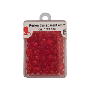 Trucraft - Plastic Beads - 4mm - Box of 180 - Transparent Red 123