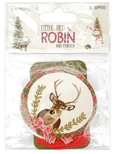 Dovecraft - Little Red Robin and Friends - Christmas Card Toppers - Pack of 16
