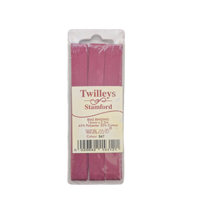 Twilleys of Stamford - Bias Binding Tape - 13mm Wide x 2.5 Metres - Rose Pink