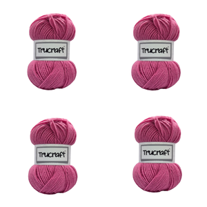 Trucraft - Premium Chunky Yarn - 4 x 100g Balls Pack - Wool Shade 004 Rose Pink