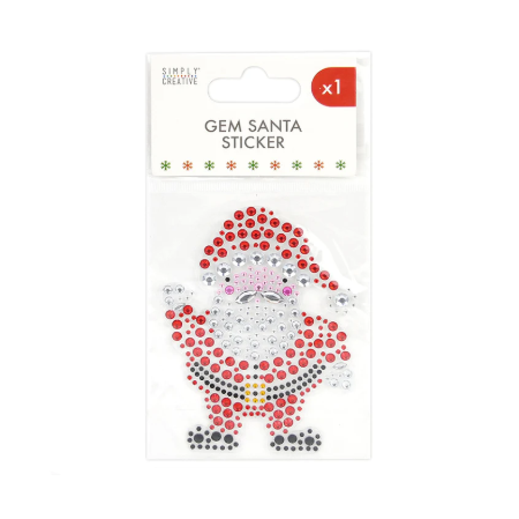 Simply Creative - Large Christmas Gem Sticker - Santa