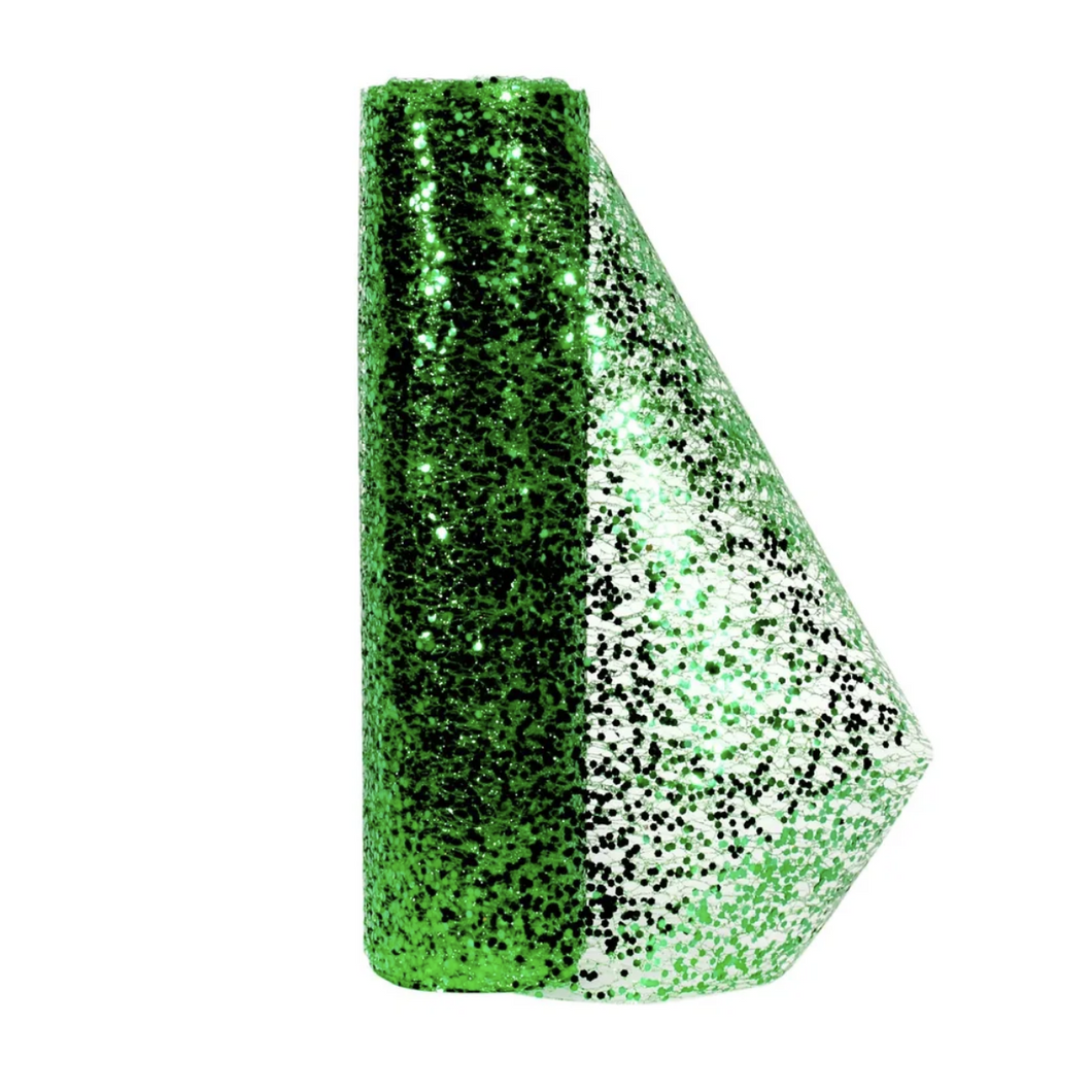 Glitter Mesh Fabric - 30cm Wide x 4.5m Roll - Green