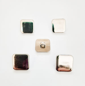 Trucraft - 16mm Silver Flat Square Shank Blazer Buttons - Pack of 5