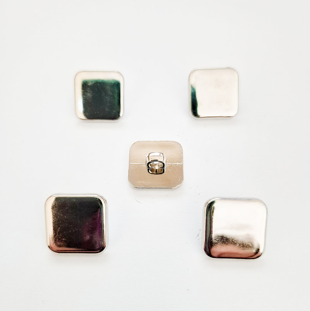 Trucraft - 16mm Silver Flat Square Shank Blazer Buttons - Pack of 5