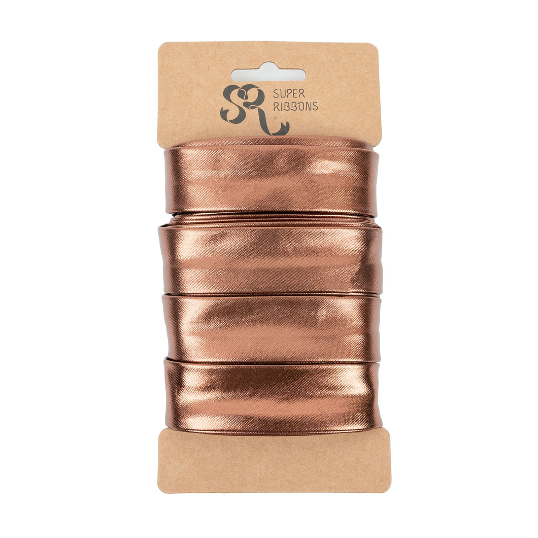 Super Ribbons - Metallic Folded Bias Binding Tape - 25mm x 2m - Copper