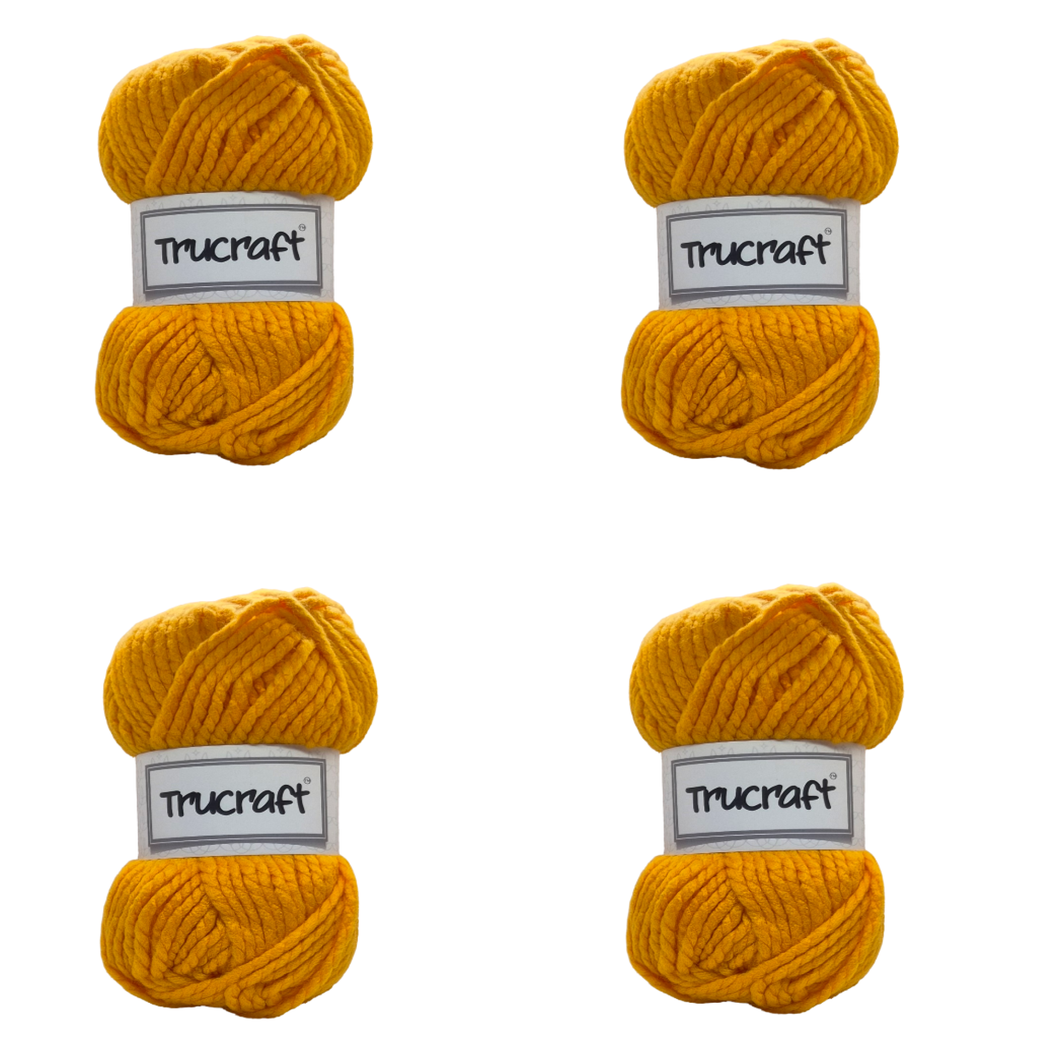 Trucraft - Premium Super Chunky Yarn - 4 x 100g Balls Pack - Wool Shade 009 Sunflower