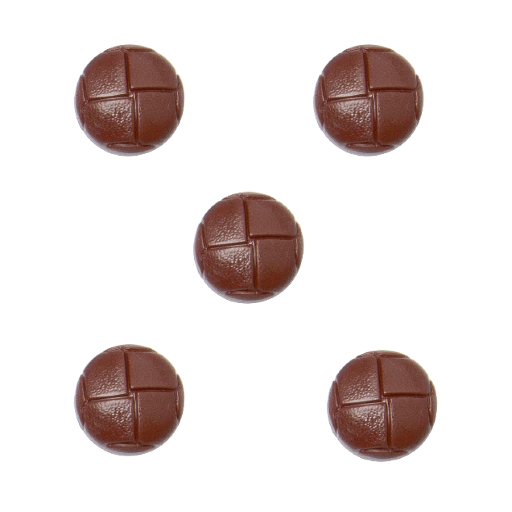 Trucraft - 15mm - Leather Look Football Shank Buttons - Pack of 5 - Tan