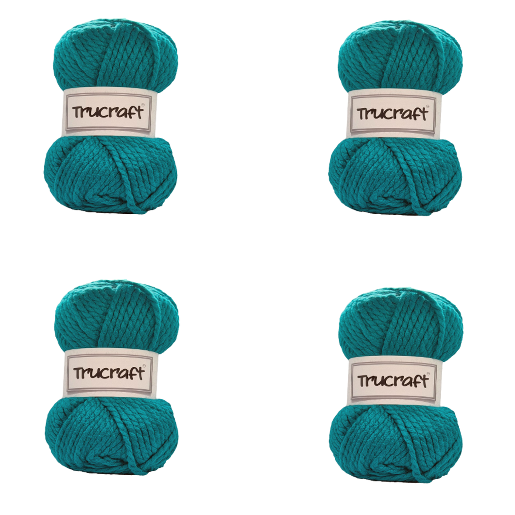 Trucraft - Premium Super Chunky Yarn - 4 x 100g Balls Pack - Wool Shade 010 Teal
