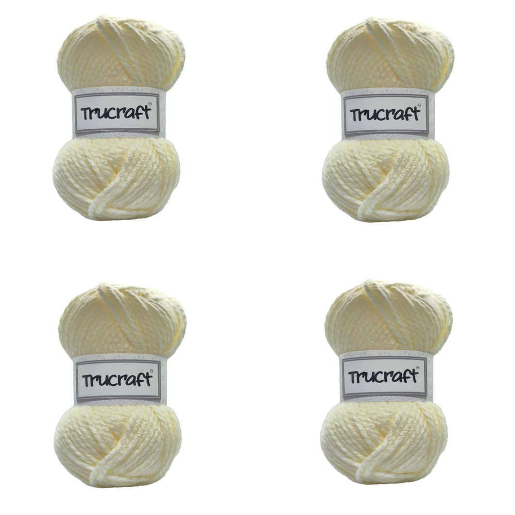 Trucraft - Premium Super Chunky Yarn - 4 x 100g Balls Pack - Wool Shade 008 Vanilla Cream