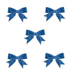Trucraft - 8.5cm Velvet Ribbon Double Craft Bows - Denim Blue - Pack of 5