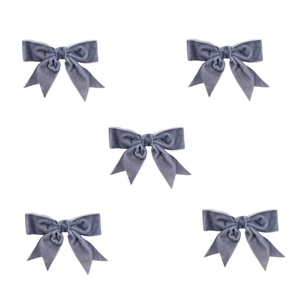 Trucraft - 8.5cm Velvet Ribbon Double Craft Bows - Grey - Pack of 5
