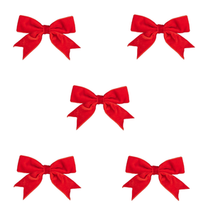 Trucraft - 8.5cm Velvet Ribbon Double Craft Bows - Red - Pack of 5