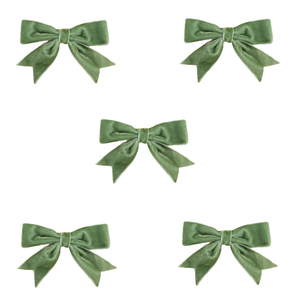 Trucraft - 8.5cm Velvet Ribbon Double Craft Bows - Sage Green - Pack of 5