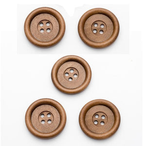 Trucraft - Wooden Coat Buttons - Four Hole - 28mm - Size 44 - Pack of 5