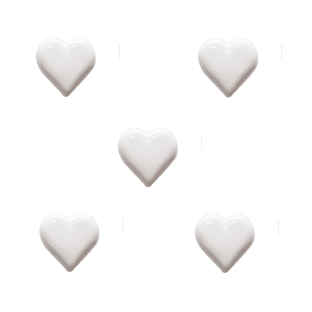 Trucraft - 15mm Heart Shank Buttons - White - Pack of 5