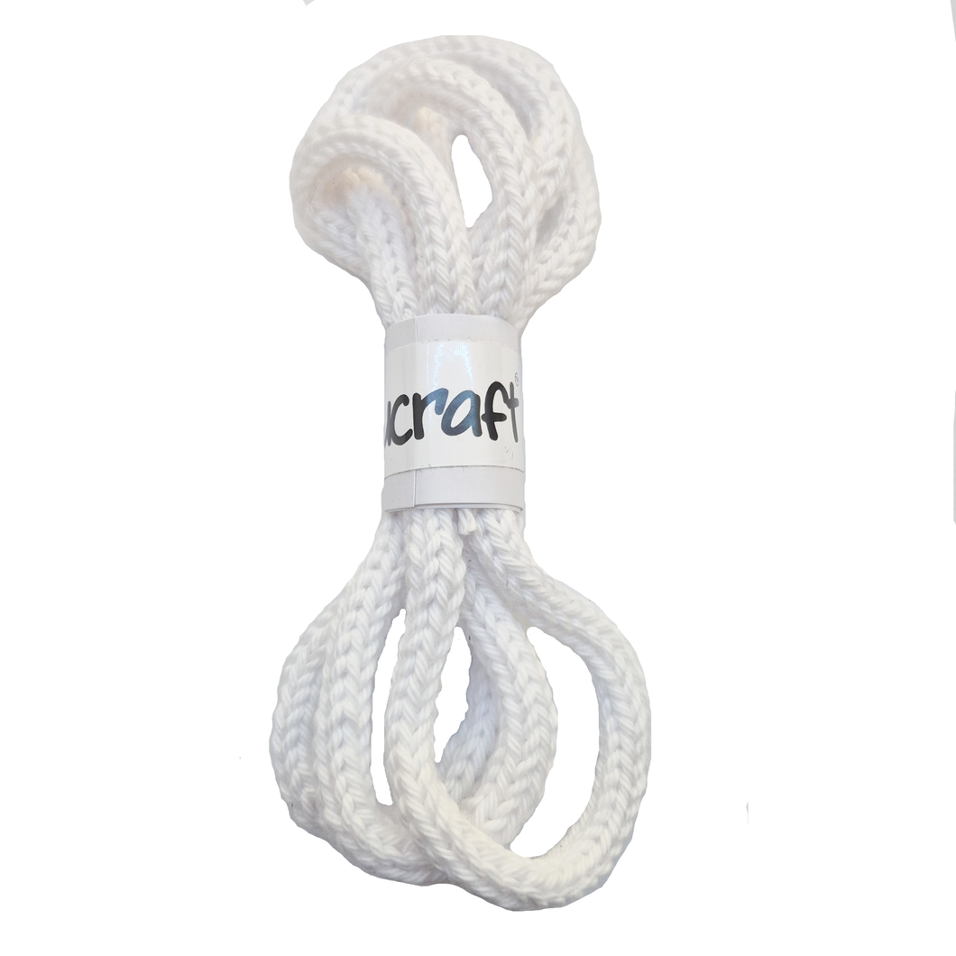 Trucraft - iCord French Knitting Rope - 1m Length - 100% Cotton - 015 White