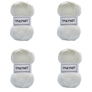 Trucraft - Premium Super Chunky Yarn - 4 x 100g Balls Pack - Wool Shade 001 White