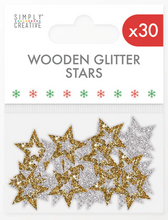 Load image into Gallery viewer, Simply Creative - Wooden MDF Glitter Stars - Pack of 30
