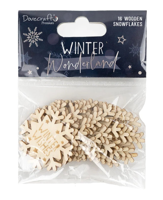 Dovecraft - Wooden Winter Wishes MDF Snowflakes - Pack of 16