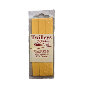 Twilleys of Stamford - Bias Binding Tape - 13mm Wide x 2.5 Metres - Yellow