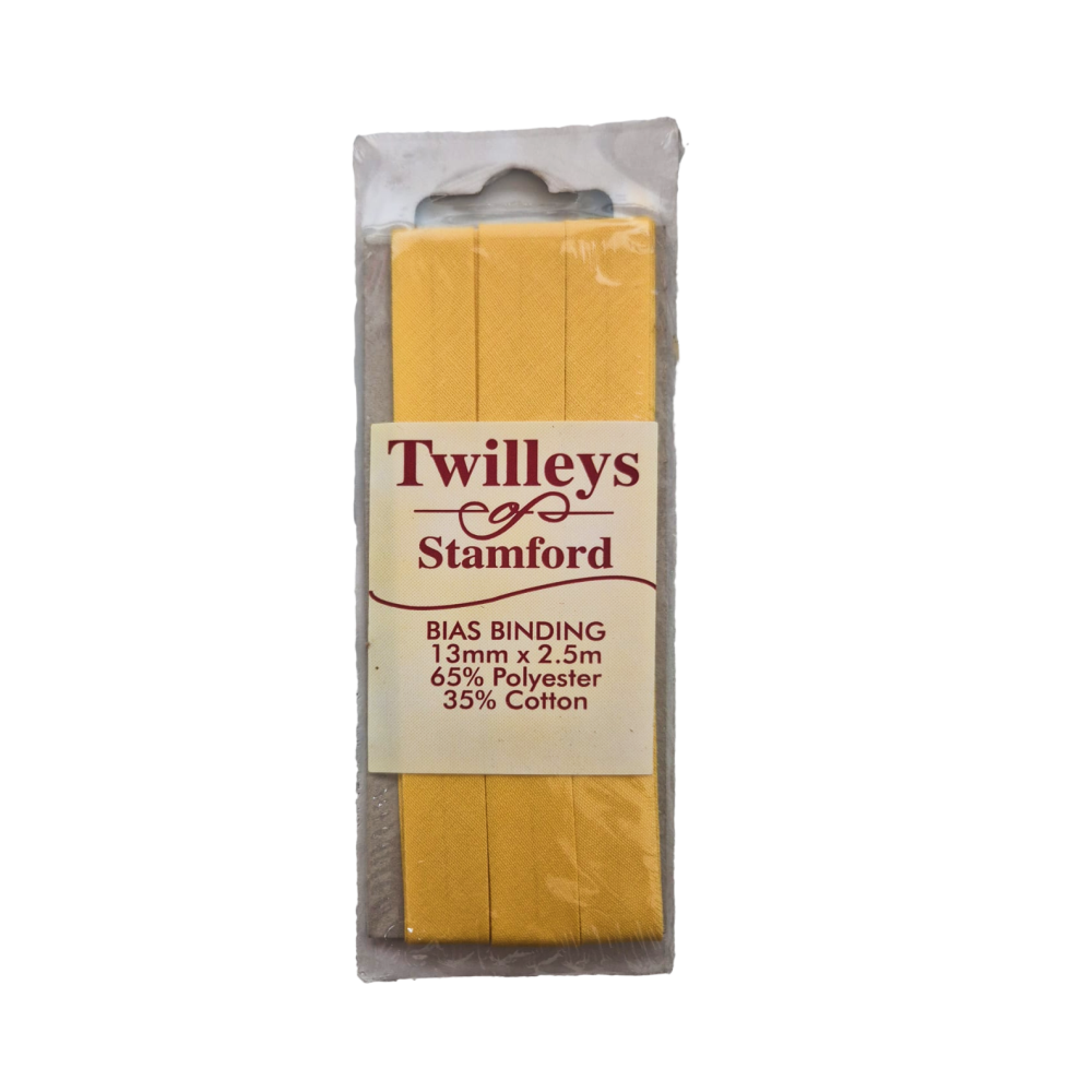 Twilleys of Stamford - Bias Binding Tape - 13mm Wide x 2.5 Metres - Yellow