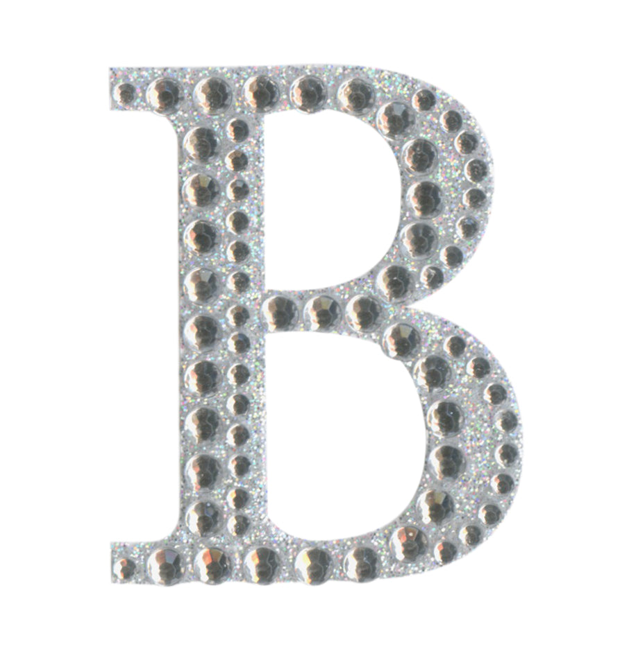 thecraftshop.net - Eleganza - Silver Rhinestone Glitter Captial Letter B - 5cm 5060223026688