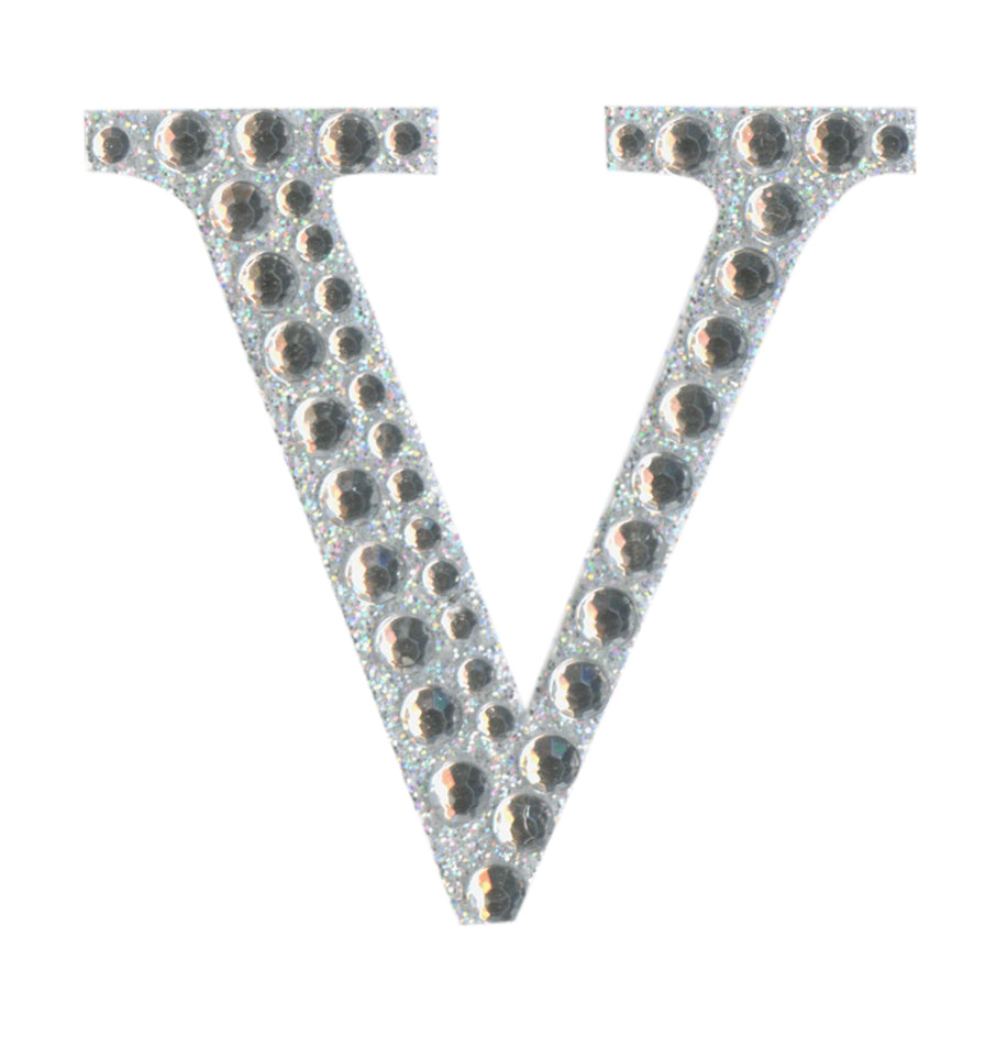 thecraftshop.net - eleganza 5cm glitter rhinestone capital letter v 5060223026886