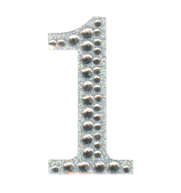  thecraftshop.net - Eleganza - Silver Rhinestone Glitter Number 1 sticker - 5cm 5060223026961