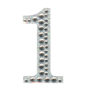  thecraftshop.net - Eleganza - Silver Rhinestone Glitter Number 1 sticker - 5cm 5060223026961