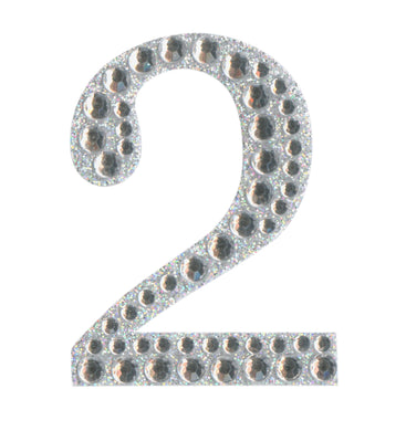  thecraftshop.net - Eleganza - Silver Rhinestone Glitter Number 2 sticker - 5cm 5060223026978