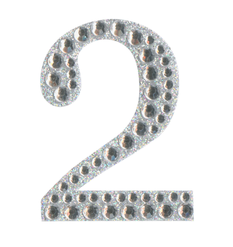  thecraftshop.net - Eleganza - Silver Rhinestone Glitter Number 2 sticker - 5cm 5060223026978