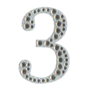  thecraftshop.net - Eleganza - Silver Rhinestone Glitter Number 3 sticker - 5cm 5060223026985