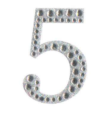  thecraftshop.net - Eleganza - Silver Rhinestone Glitter Number 5 sticker - 5cm 5060223027005